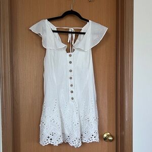 Promesa White Eyelet Button-Front Romper